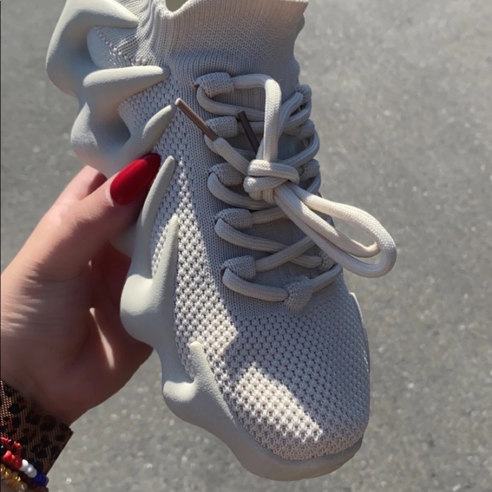 Cream Women's Lightweight Slip on Knit Sneakers - Picture 3 of 4